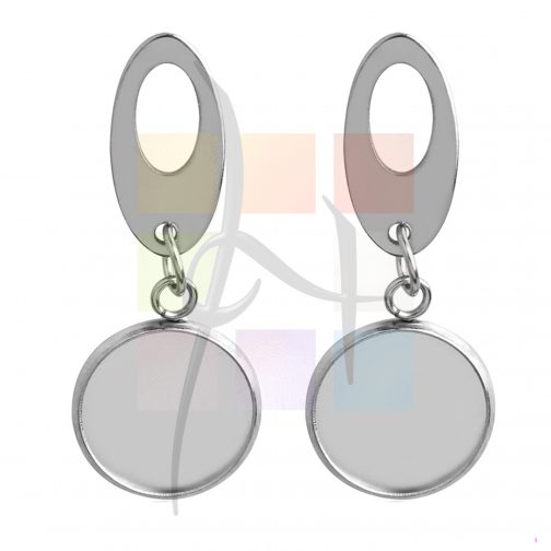 Boucle d’oreille ovale pour cabochon 10mm - Acier inox