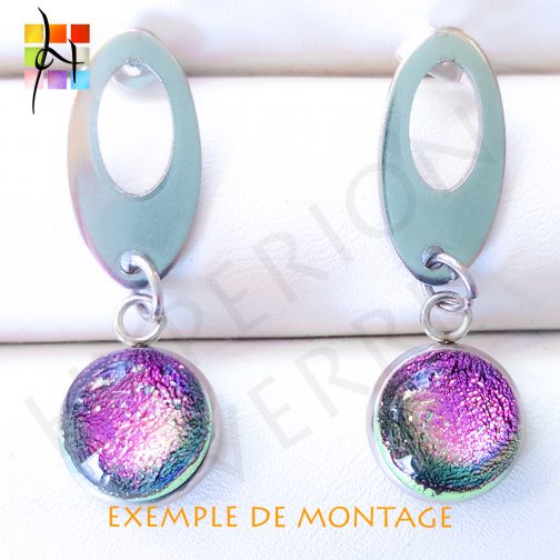 Boucle d’oreille ovale pour cabochon 10mm - Acier inox – Image 3