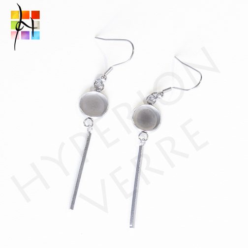 Boucle d’oreille tige pour cabochon 10mm- Acier inox – Image 2