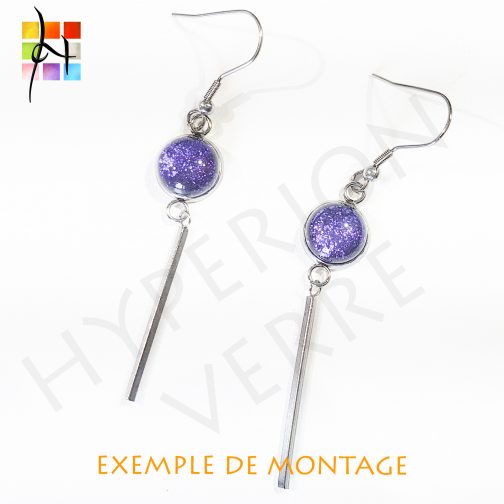 Boucle d’oreille tige pour cabochon 10mm- Acier inox – Image 3