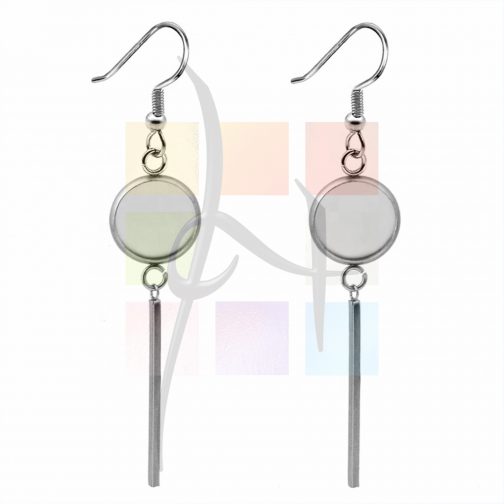 Boucle d’oreille tige pour cabochon 10mm- Acier inox