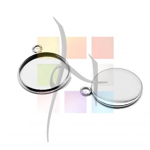Support acier inox pour cabochon 14mm à coller