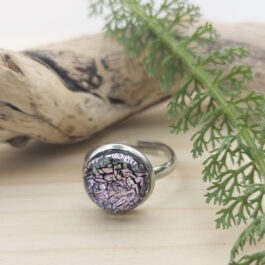Bague verre rose craquelé