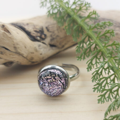 Bague verre rose craquelé