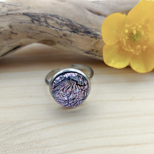 Bague verre rose craquelé – Image 3
