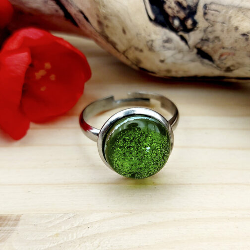 Bague verre vert – Image 3