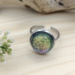 Bague verre vert/rose