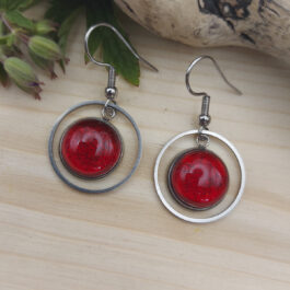 Boucles d’oreilles verre rouge