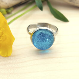 Bague verre bleu clair