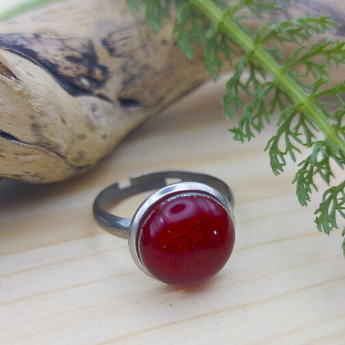 Bague verre rouge – Image 3
