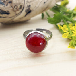 Bague verre rouge
