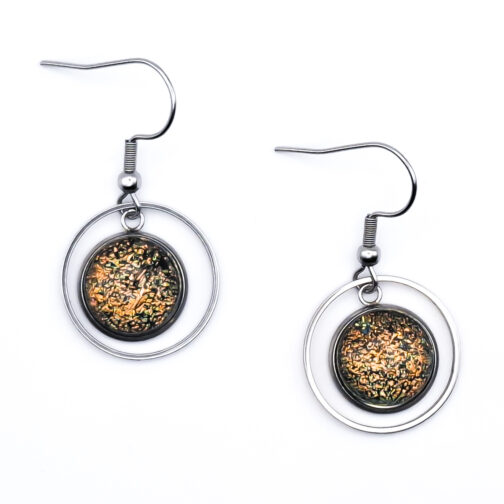 Boucles d'oreilles verre cuivré craquelé – Image 2