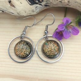 Boucles d’oreilles verre cuivré craquelé