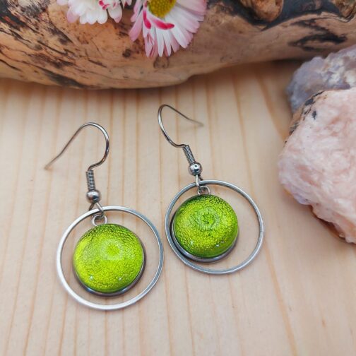 Boucles d'oreilles verre vert