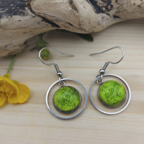 Boucles d'oreilles verre vert – Image 4