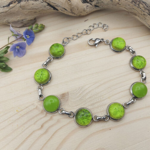 Bracelet verre vert collection Rivière