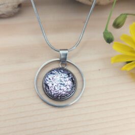 Pendentif verre rose craquelé collection Fée