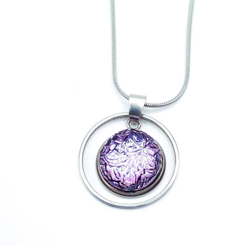 Pendentif verre rose craquelé collection Fée – Image 2