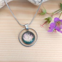 Pendentif verre rose/vert collection Fée